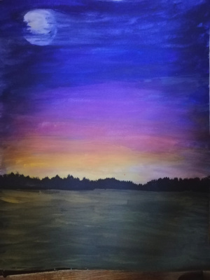 moon and sunset