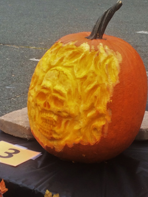Flaming Skull 3D Pumpkin Carve