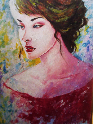 Lady in red.