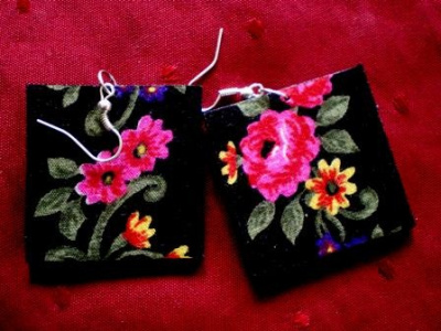 kolczyki floral decoupage