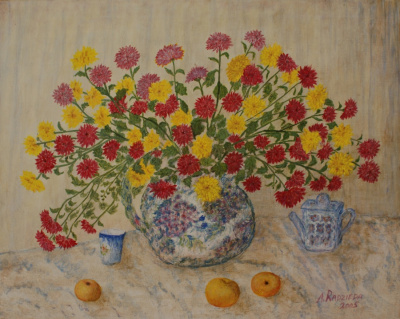 Chryzantemy-40x50cm-akryl na płótnie