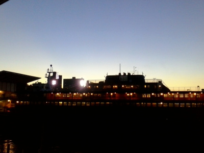 the ferry at night