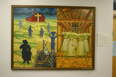 Medium :  Acrylic on canvas  Size : 4' x 5'  Year  completed         2002      I painted this illustration to publicly proclaim The Biblical account of a six literal day creation by the holy trinity, to be The true account of the origin of all t