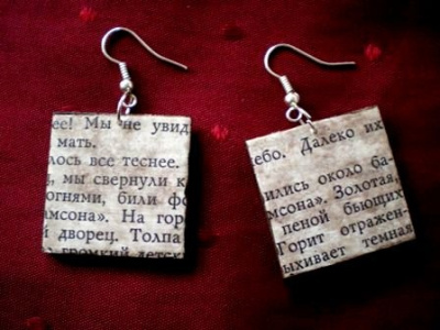 kolczyki decoupage (cyrylica)