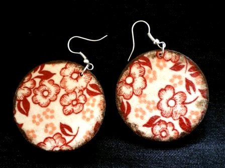 kolczyki decoupage floral