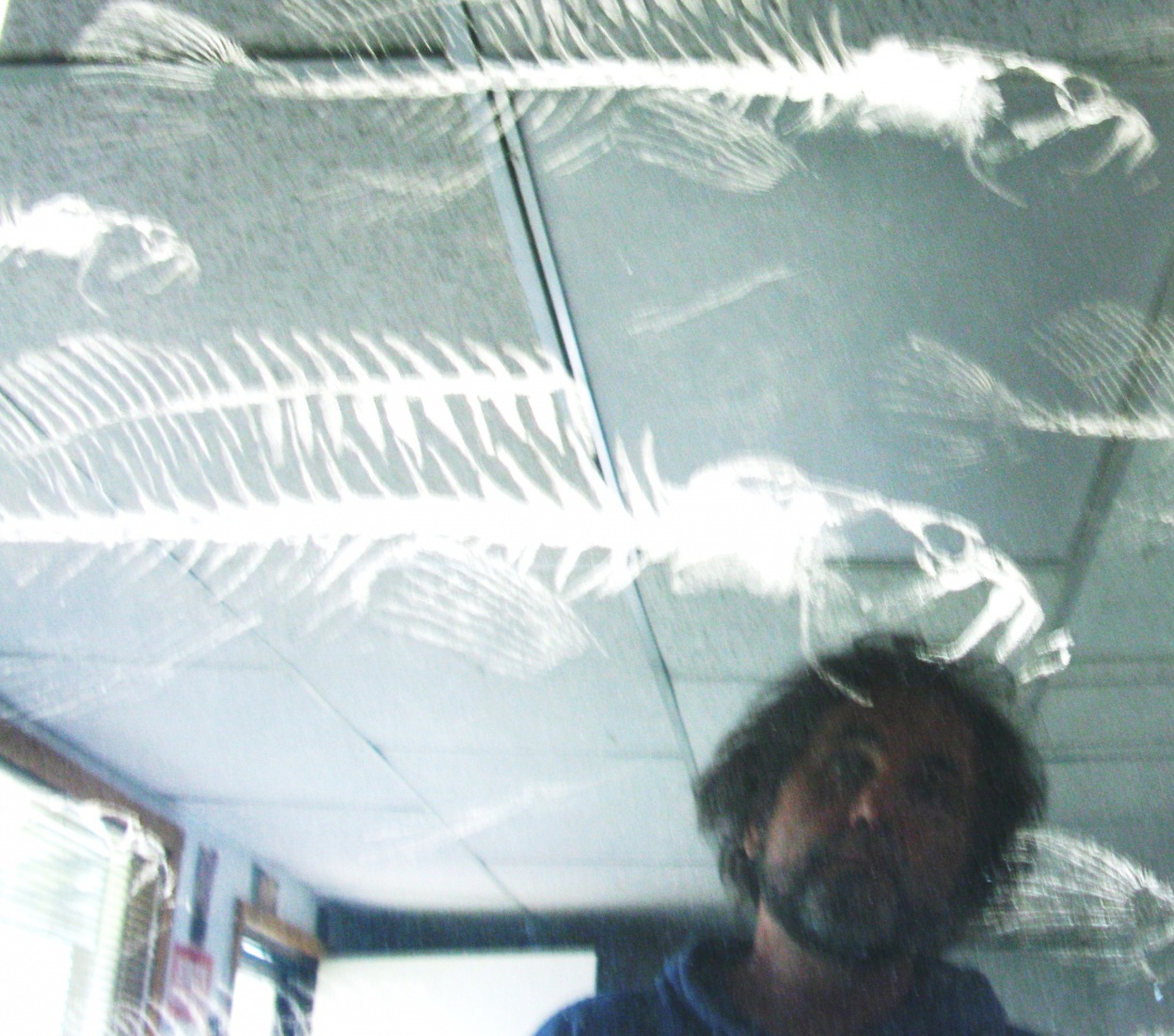 Self Portrait With Skeleton Fish