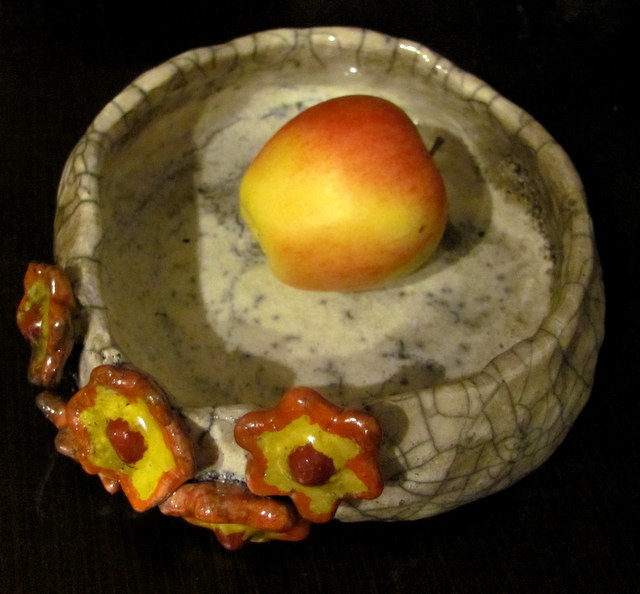 miska z kwiatkami (raku)