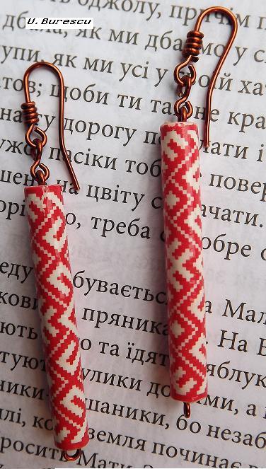 Miedziane kolczyki z ukraińskim wzorem