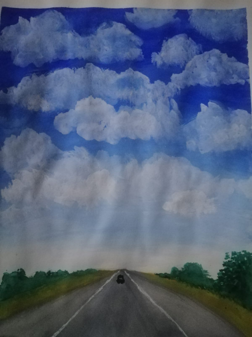 road and blue sky